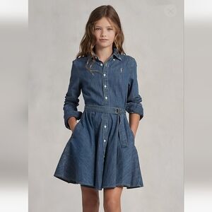 Ralph Lauren Girls Denim Belted Dress Size 8